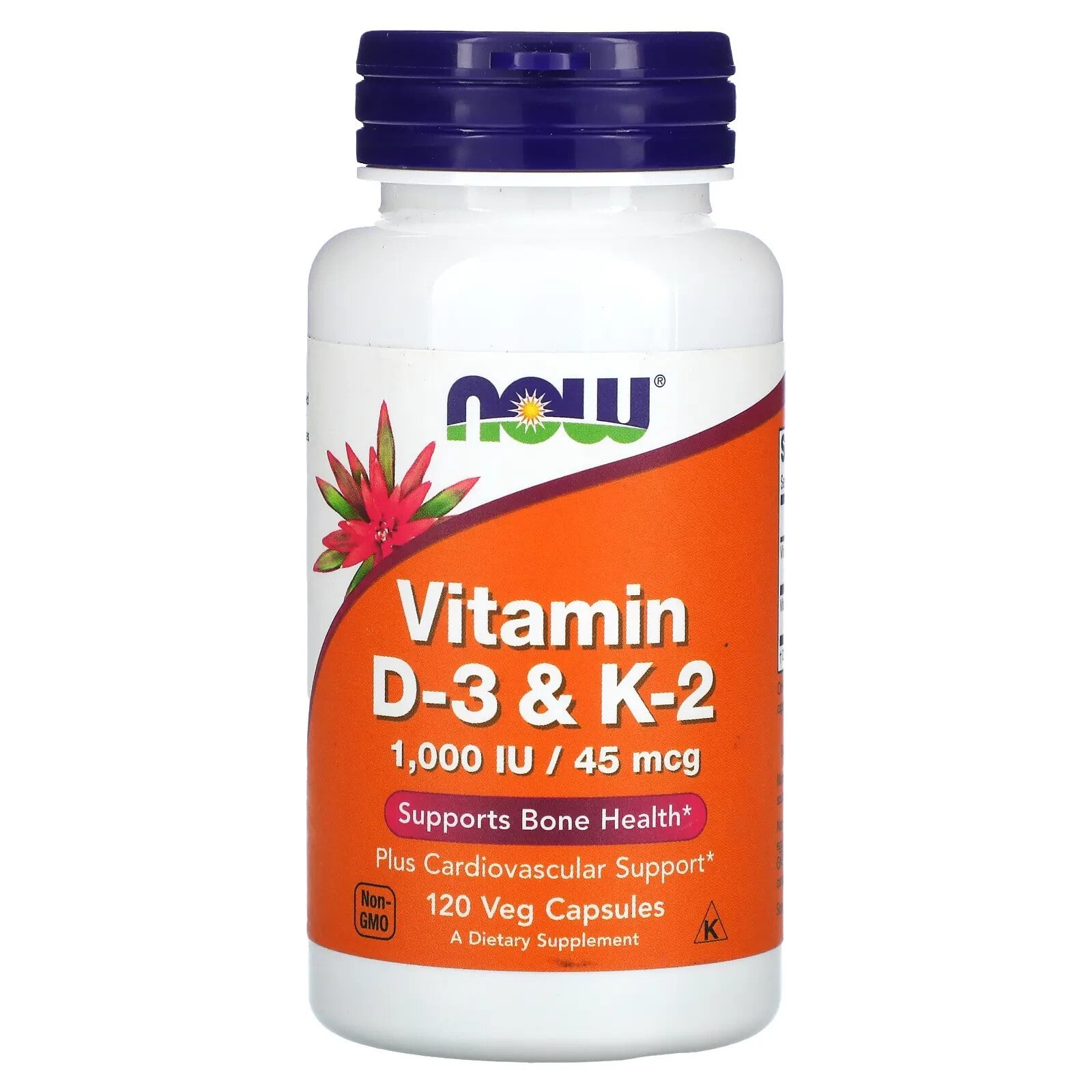 Now Foods Vitamin D3 & K2 Комплекс с витаминами D3 & K2 120 веганских капсул