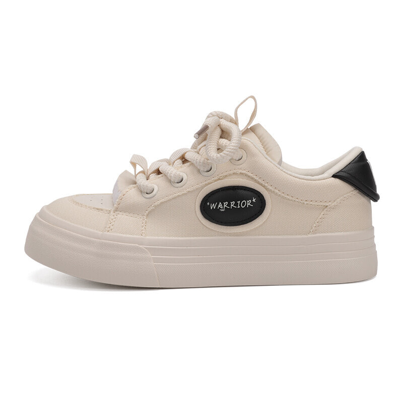 WARRIOR Canvas Shoes Women's Low-Top Beige Black