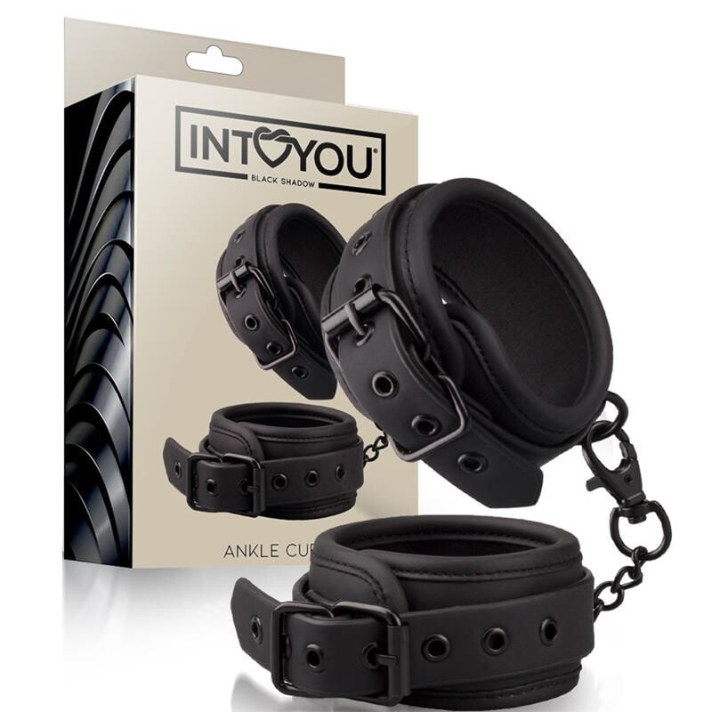 Наручники или фиксатор для БДСМ INTOYOU BLACK SHADOW Ankle Cuffs Vegan Leather