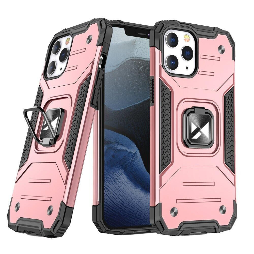 Pancerne etui pokrowiec + magnetyczny uchwyt iPhone 13 Pro Max Ring Armor różowy