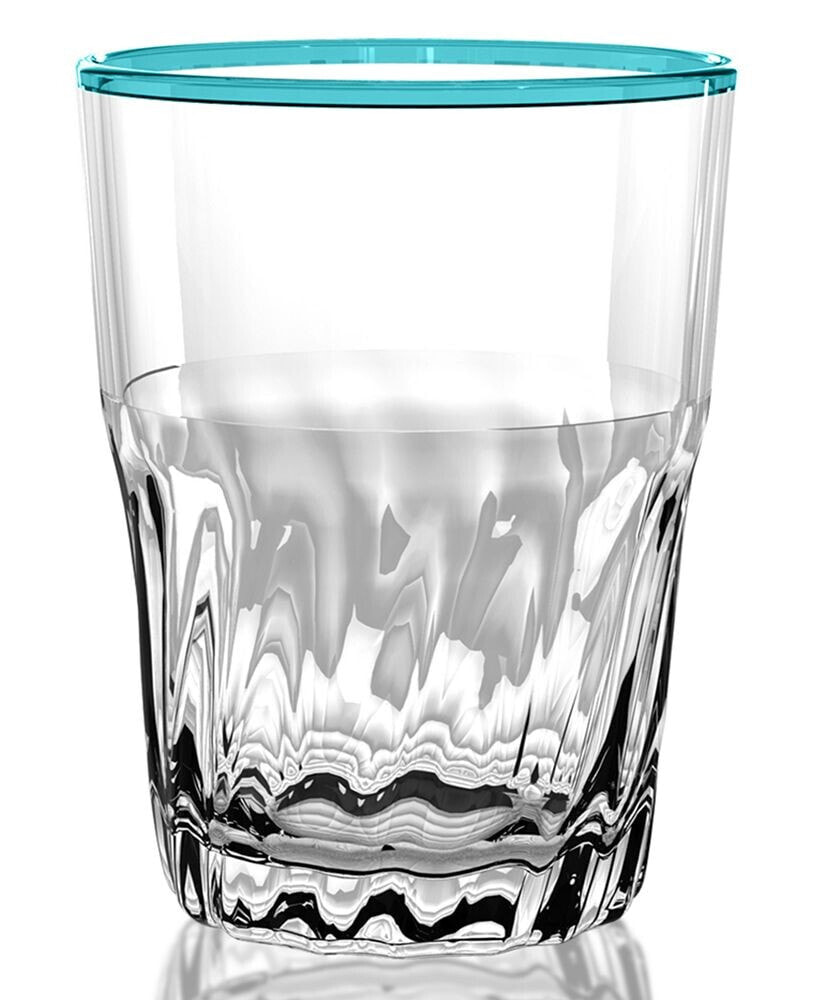 TarHong cantina Double Old Fashion Glass, Aqua, 15 oz., Premium Plastic, Set of 6