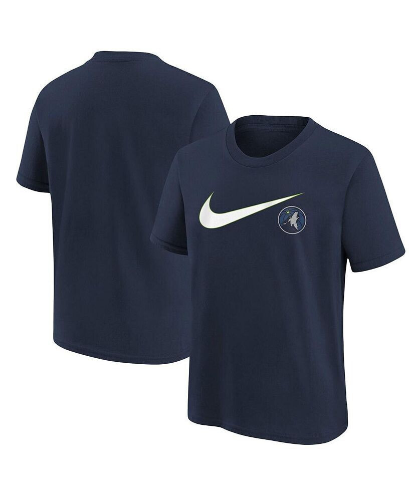 Nike big Boys and Girls Navy Minnesota Timberwolves Swoosh T-shirt