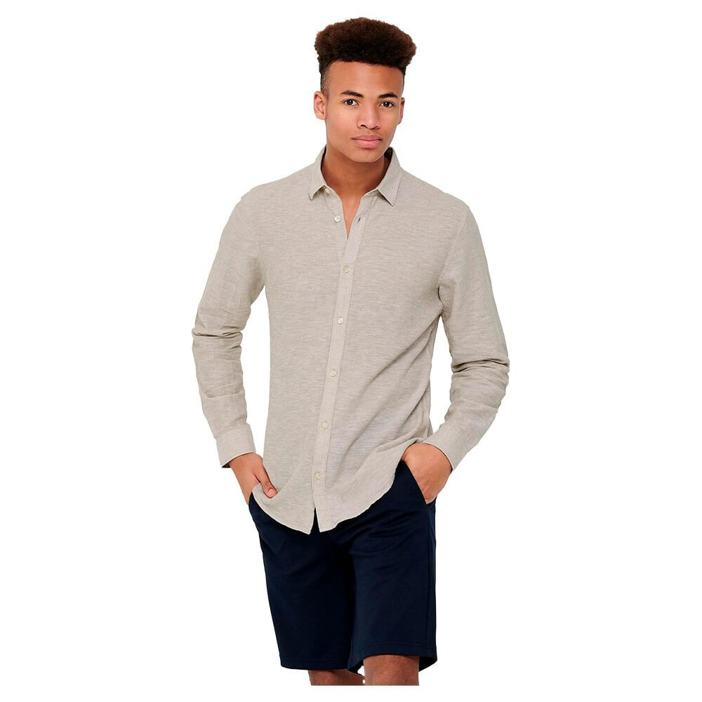 ONLY & SONS Caiden Life Solid Linen Long Sleeve Shirt