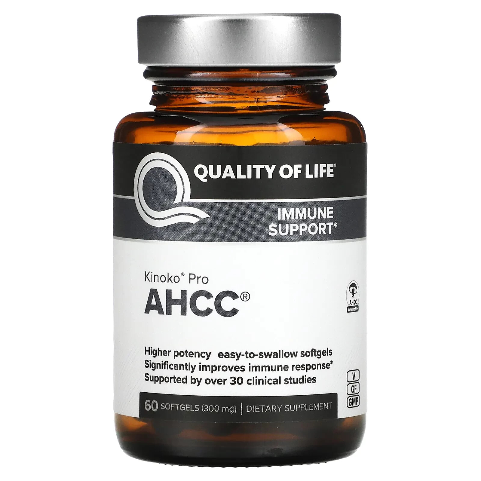 Quality of Life Labs, Kinoko Pro AHCC, 300 mg, 60 Softgels