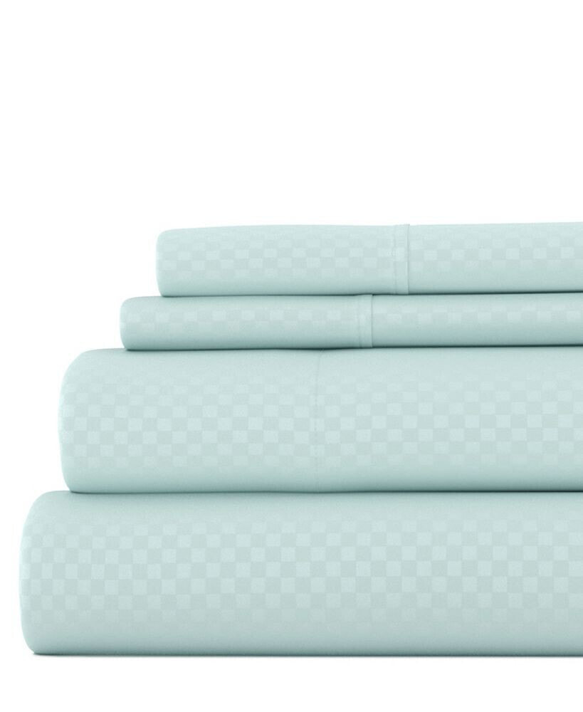 ienjoy Home expressed In Embossed by The Home Collection Checkered 3 Piece Bed Sheet Set, Twin