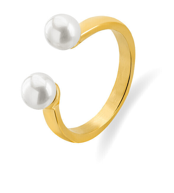 Open gold plated ring with pearls VAAXA357G