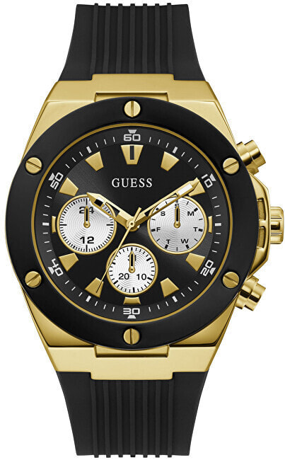Мужские наручные часы с черным резиновым ремешком GuessGW0057G1