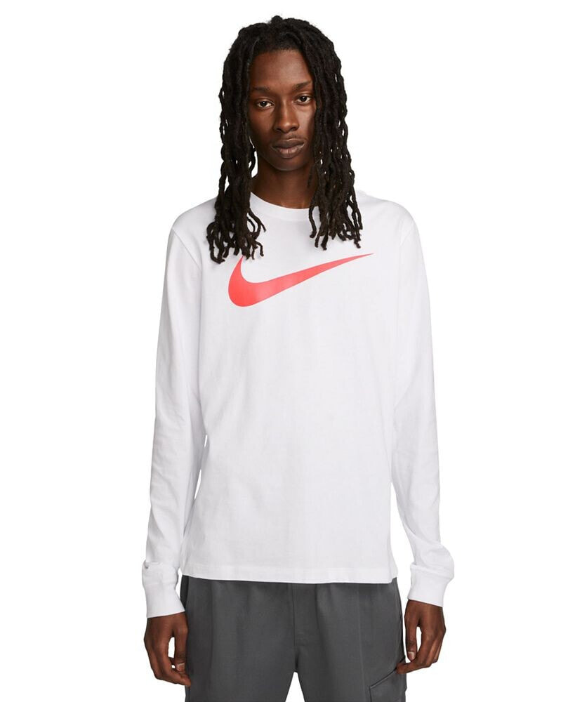 Nike men's Sportswear Relaxed Fit Long-Sleeve Swoosh Logo T-Shirt