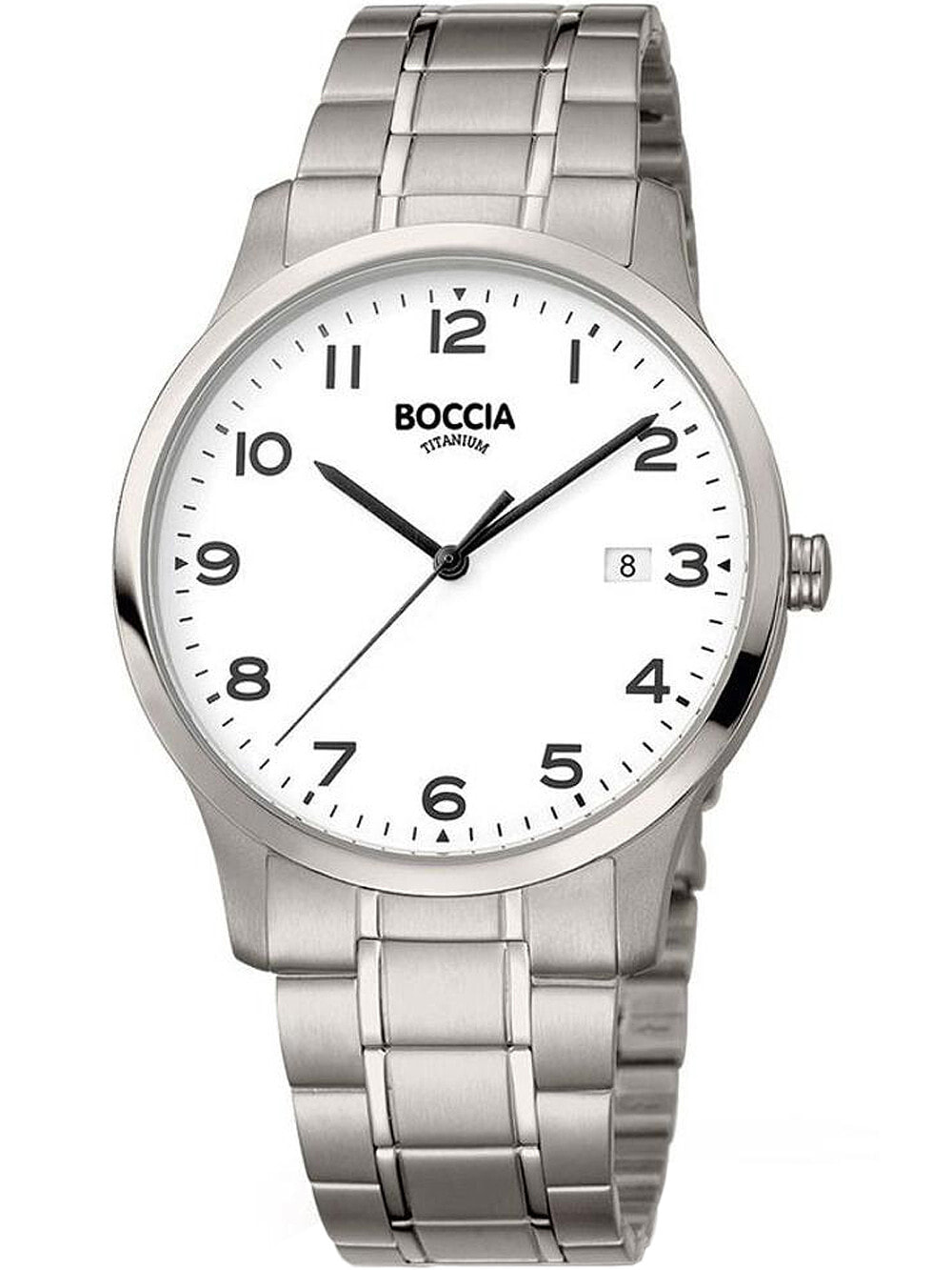 Мужские наручные часы с серебряным браслетом Boccia 3620-01 mens watch titanium 40mm 10ATM