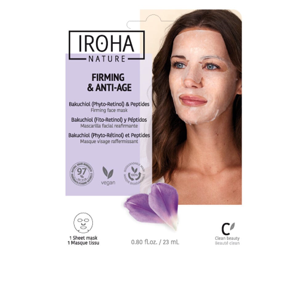 Iroha Firming & Anti-Age Face Mask Укрепляющая антивозрастная тканевая маска с бакучиолом и пептидами 2 x 23 мл