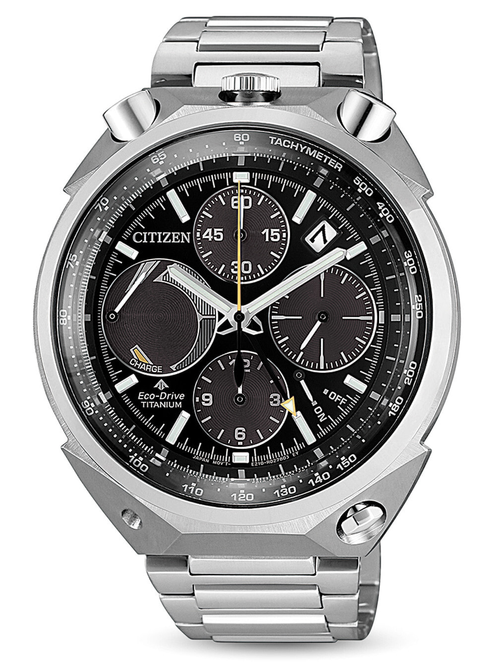 Мужские наручные часы с серебряным браслетом Citizen AV0080-88E Super-Titanium Eco-Drive chrono 43mm 20ATM