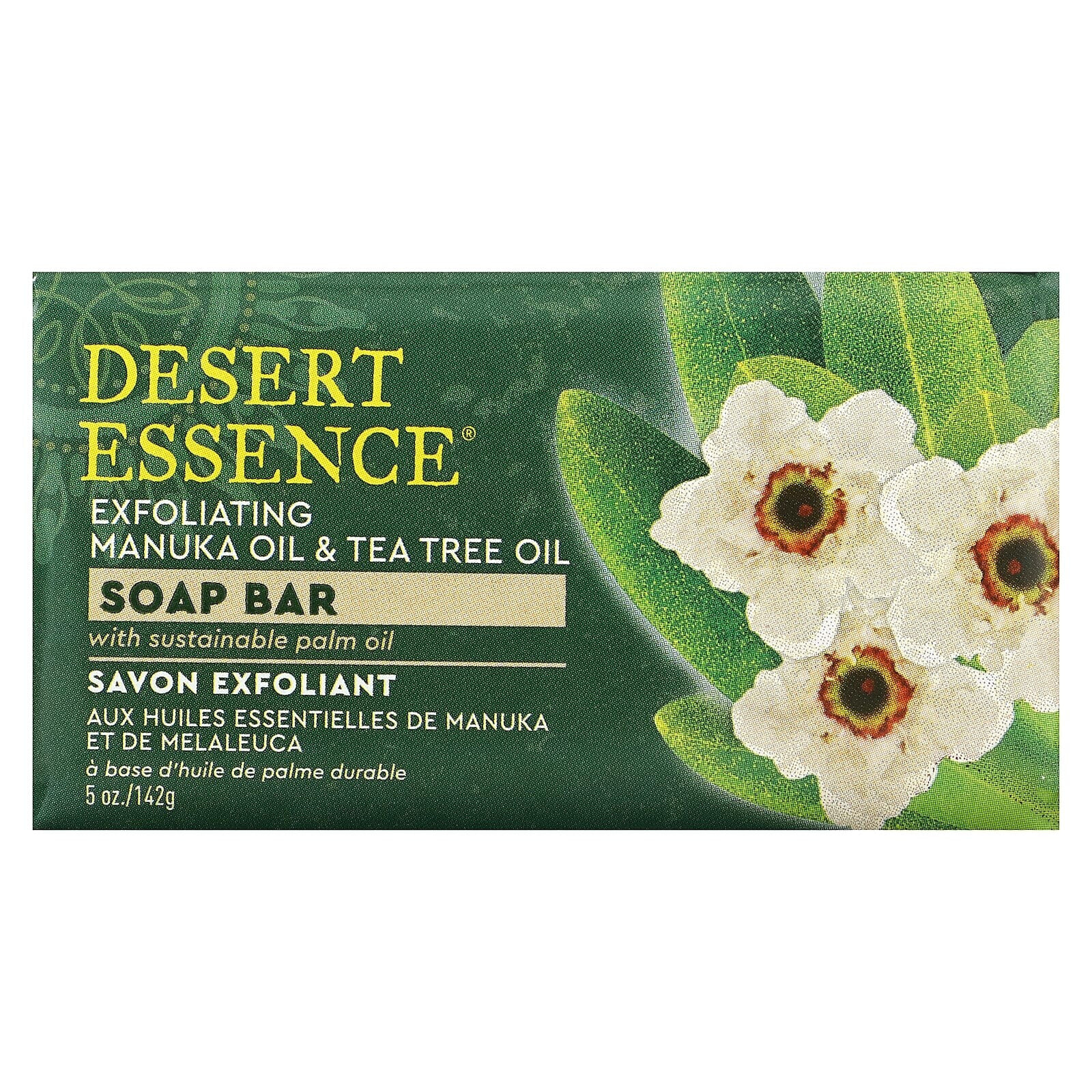 Desert Essence, Отшелушивающее масло манука и масло чайного дерева, мыло, 142 г (5 унций)