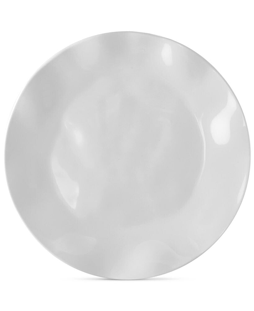 Ruffle White Melamine Dinner Plates, Set of 4