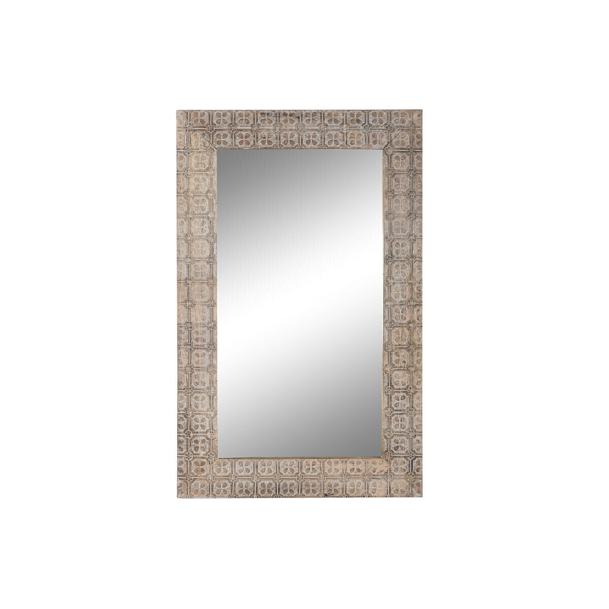 Wall mirror DKD Home Decor Brown Natural Crystal Mango wood Indian Man 76,5 x 3 x 122 cm