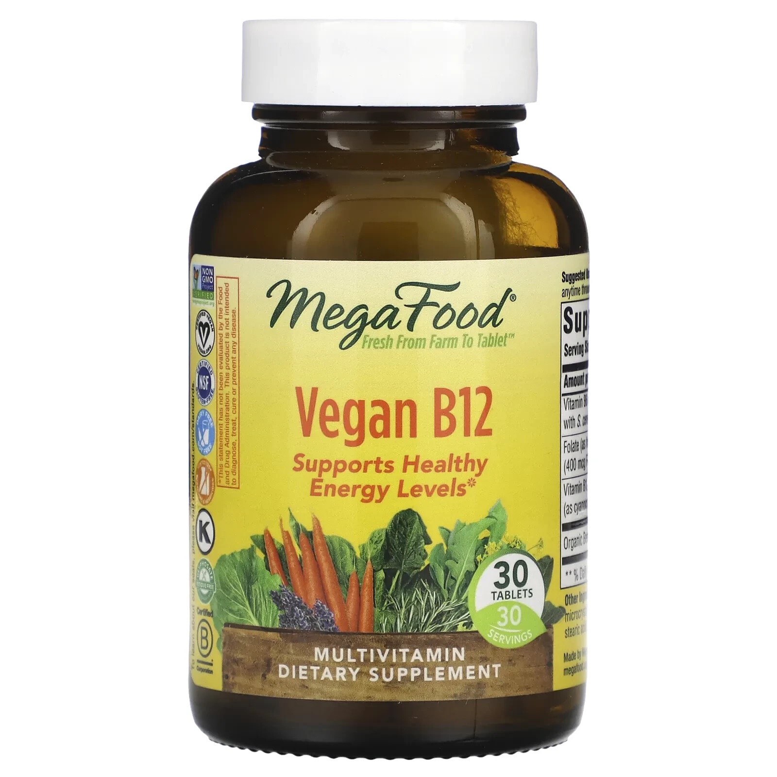 Мегафудс, веганский витамин B12, 30 таблеток