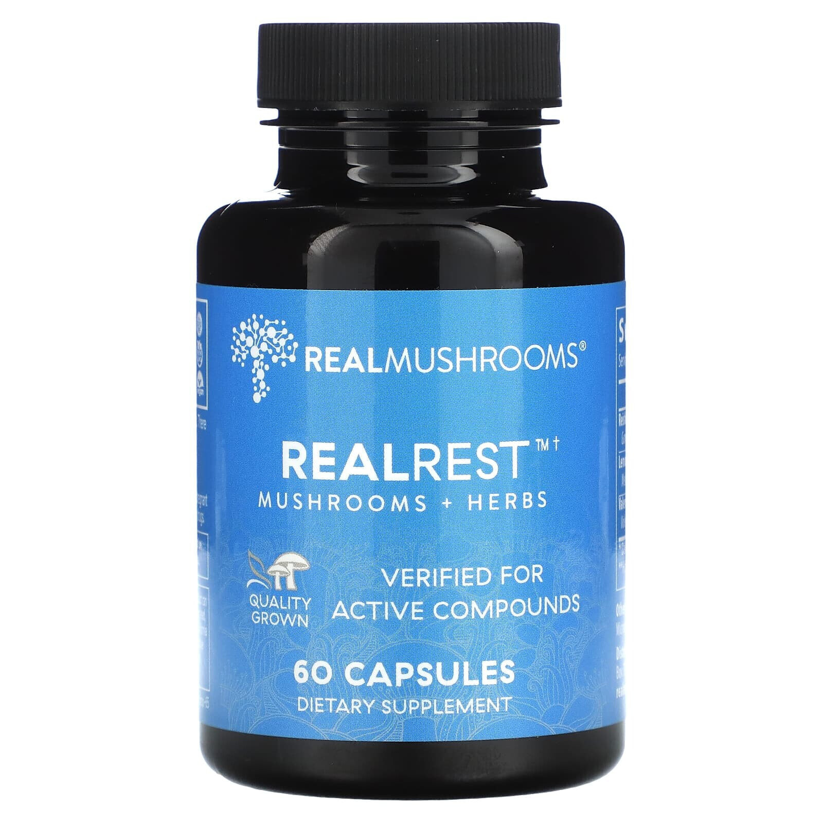 Real Mushrooms, RealRest, Mushrooms + Herbs, 60 Capsules