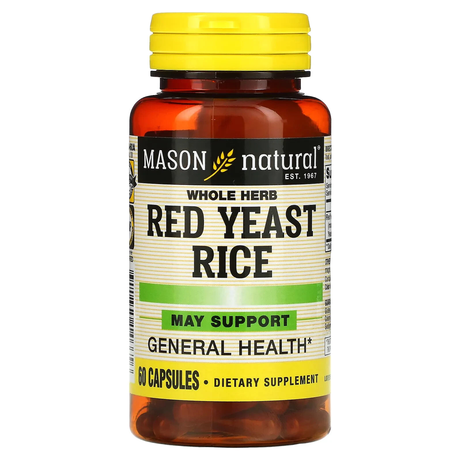 Масон Натурал, Красный рис с дрожжами, цельные травы, 60 капсул