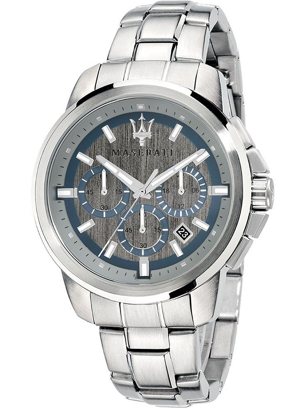 Мужские наручные часы с серебряным браслетом Maserati R8873621006 Successo chrono 44mm 5ATM