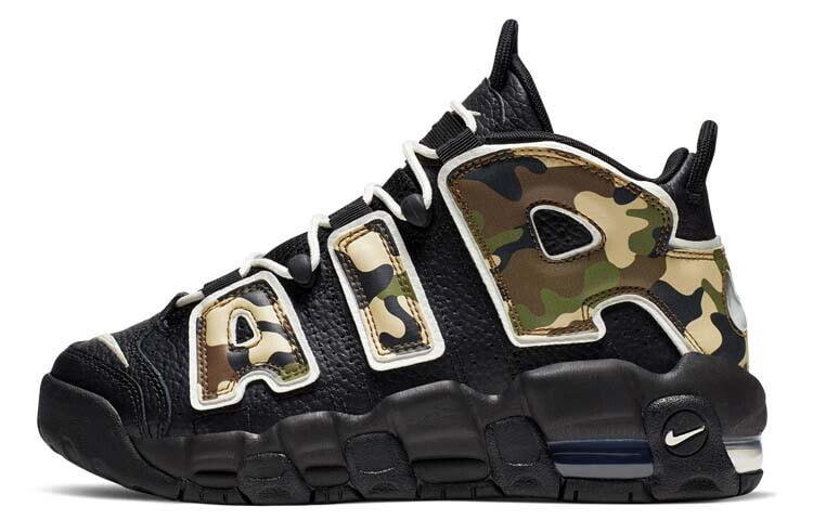 Nike Air More Uptempo 高帮 复古篮球鞋 GS 黑迷彩落叶 / Кроссовки Nike Air More Uptempo GS CJ0930-001