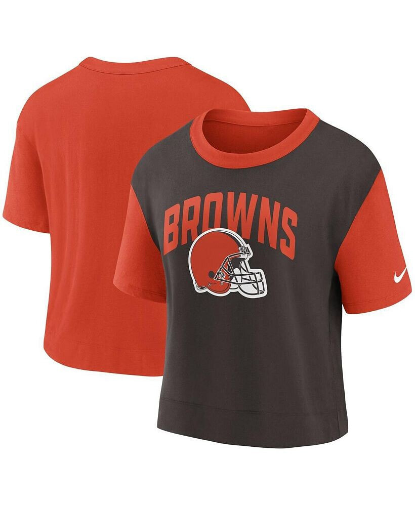 Nike women's Orange, Brown Cleveland Browns High Hip Fashion T-shirt