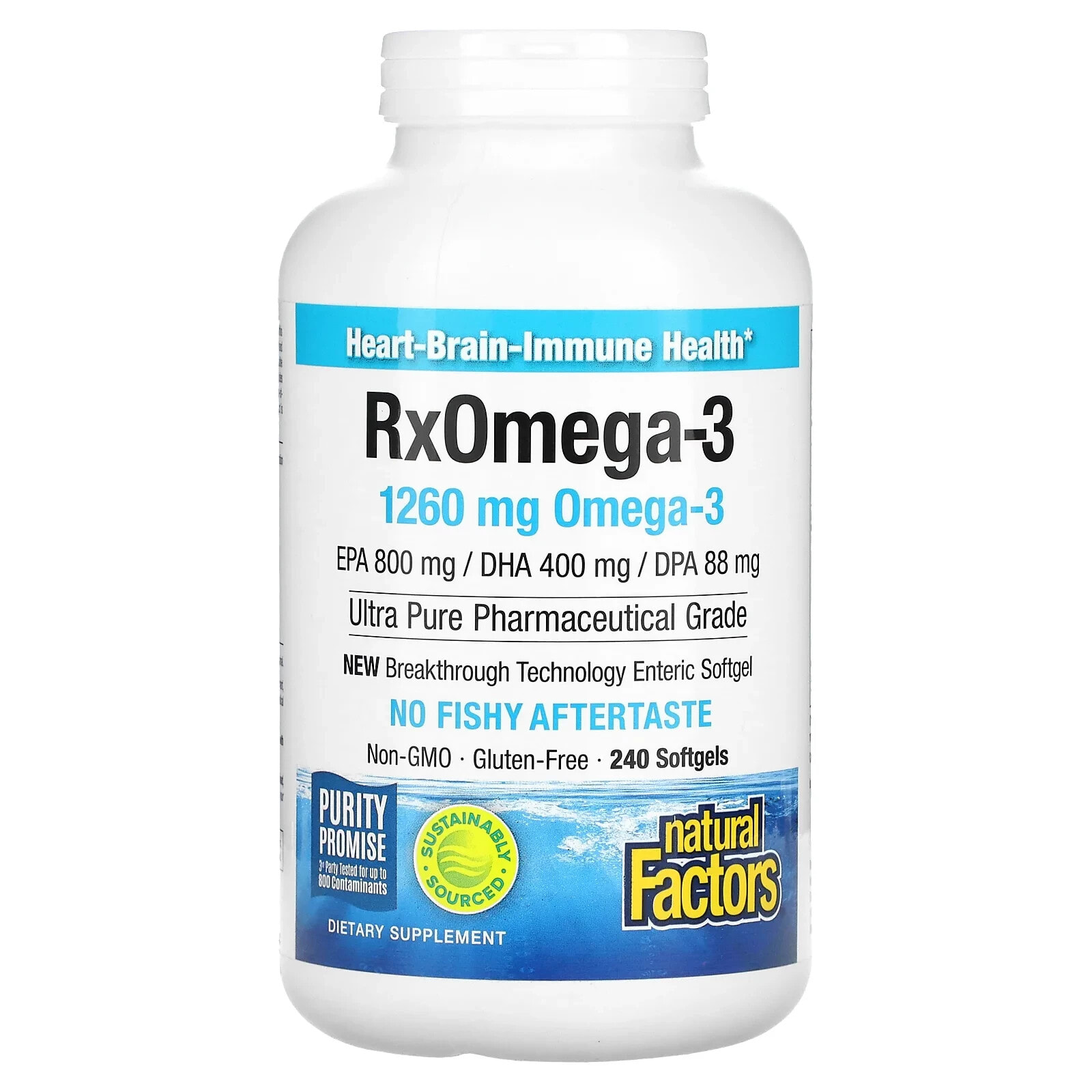 Natural Factors, Natural Factors, Rx Omega-3, рыбий жир, 400 мг ЭПК и 200 мг ДГК, 240 мягких таблеток