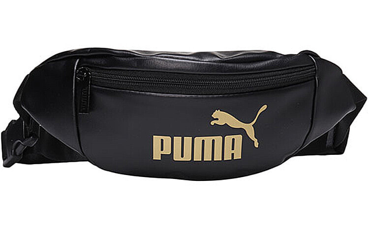 PUMA Core Up 大容量烫金Logo可调节织带腰带 涤纶 胸包腰包 女款 黑金 / PUMA Core Up 076734-01