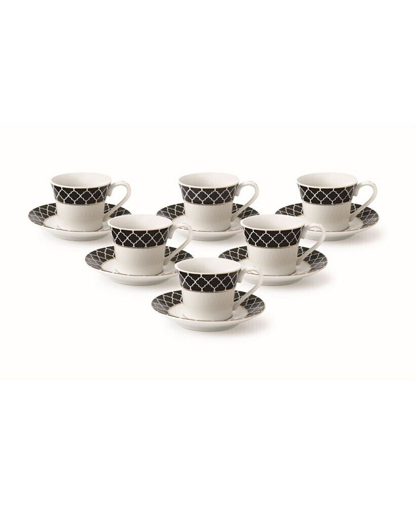 Lorren Home Trends 12 Piece 2oz Espresso Cup and Saucer Set, Service for 6