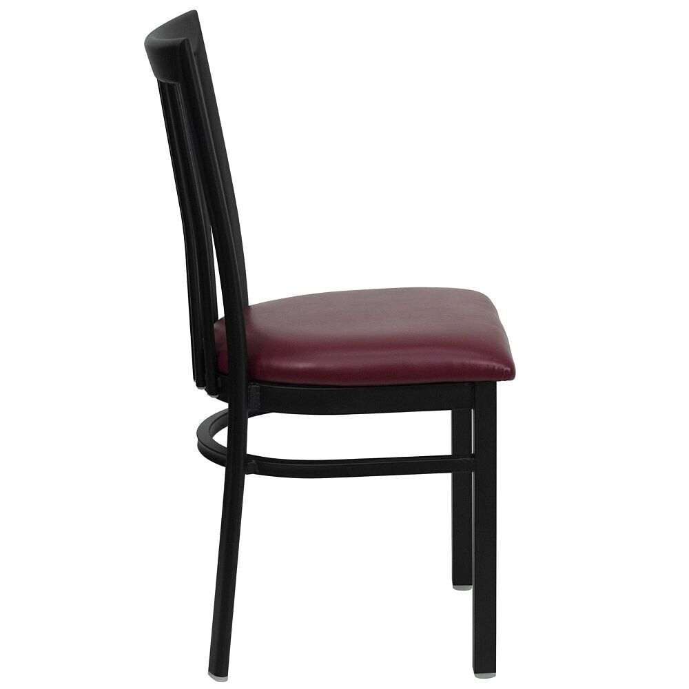 Flash Furniture hercules Series Black School House Back Metal Restaurant Chair - Burgundy Vinyl Seat