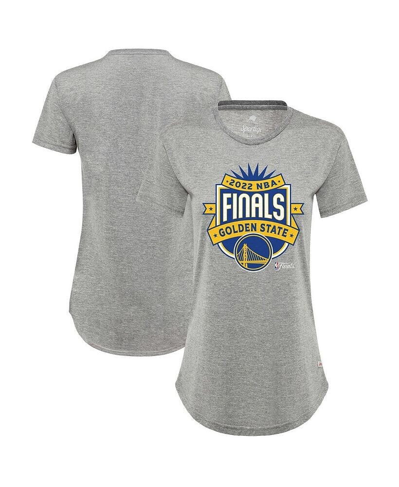 Sportiqe women's Gray Golden State Warriors 2022 NBA Finals Crest Phoebe T-shirt