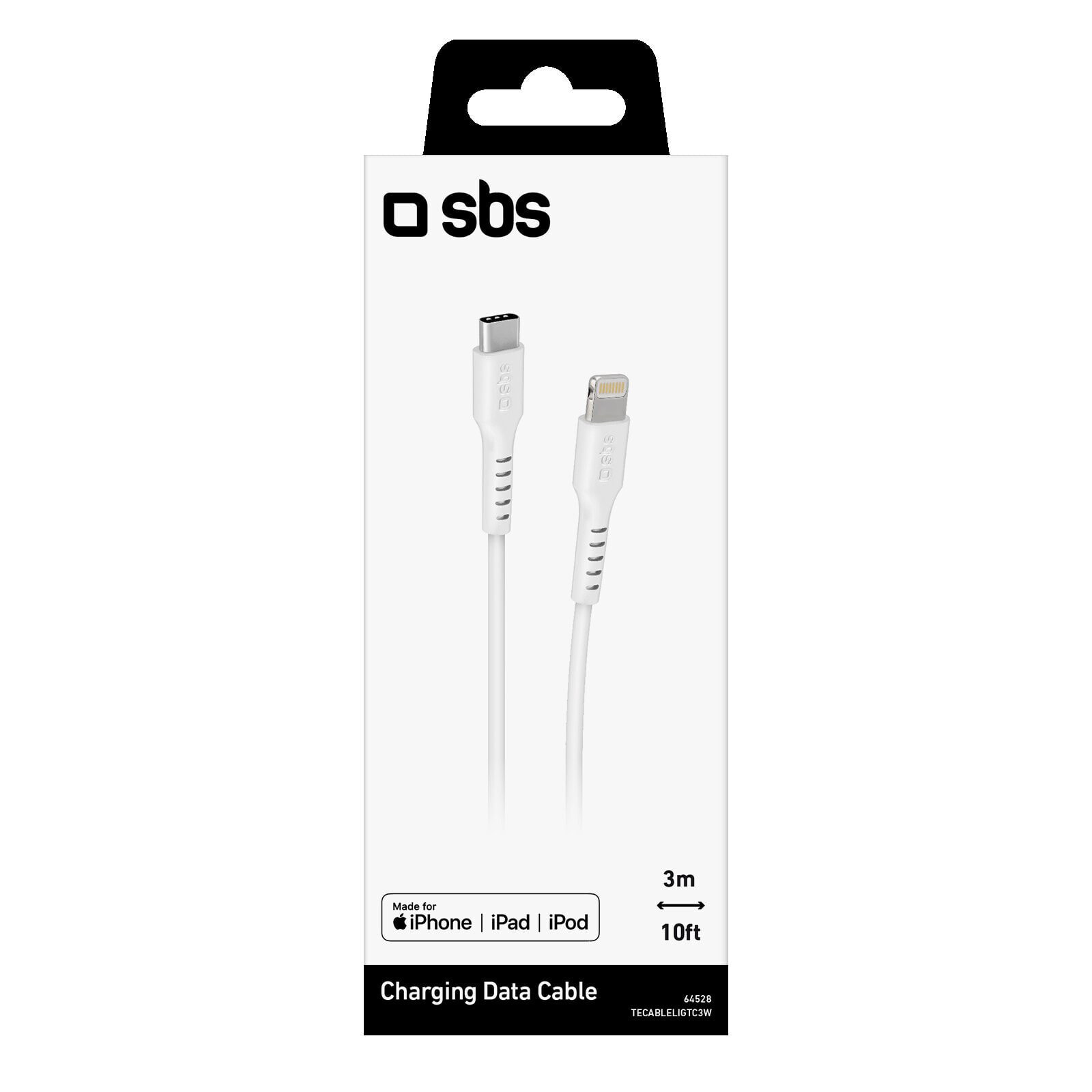 SBS Charging Data - 3 m - Lightning - USB C - Male - Male - White