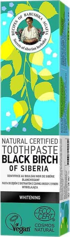 Babuszka Agafia Black Birch of Siberia Natural Certified Toothpastes Натуральная зубная паста с экстрактом березы 85 г