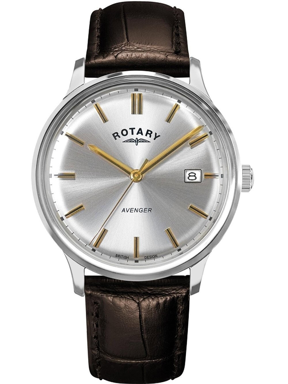 Мужские наручные часы с коричневым кожаным ремешком Rotary GS05400/06 Avenger mens 36mm 5ATM