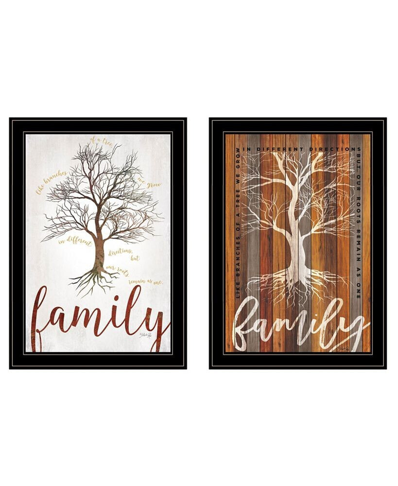 Trendy Décor 4U family Tree/ Roots 2-Piece Vignette by Marla Rae, Black Frame, 15