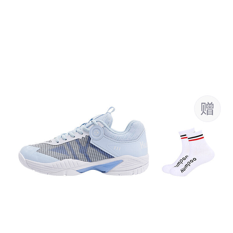 KUMPOO Badminton Shoes Unisex Low-Top White Light Blue