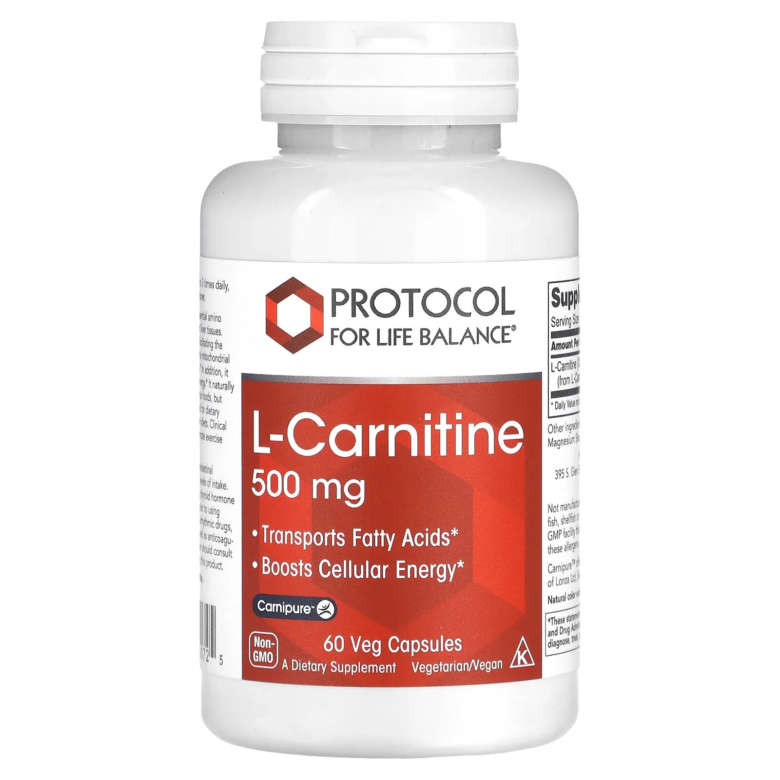 L-Carnitine, 500 mg, 60 Veg Capsules