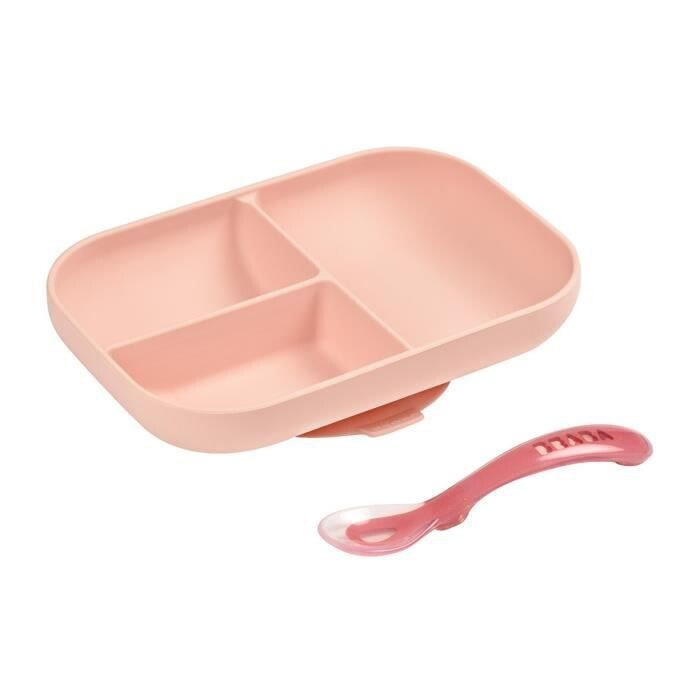 Силиконовый обеденный набор BEABA, 2 предмета розовый цвет