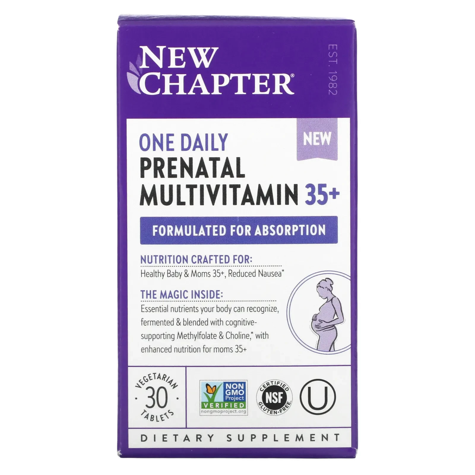 Нью Чэптэ, One Daily Prenatal Multivitamin 35+, 30 вегетарианских таблеток