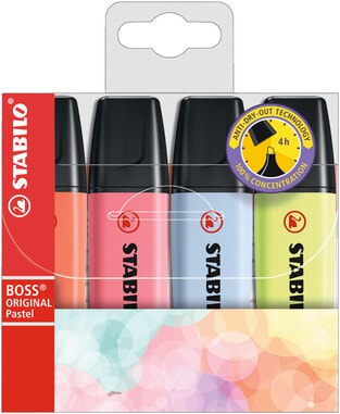 STABILO Boss Original Pastel маркер 4 шт Разноцветный 70/4-3