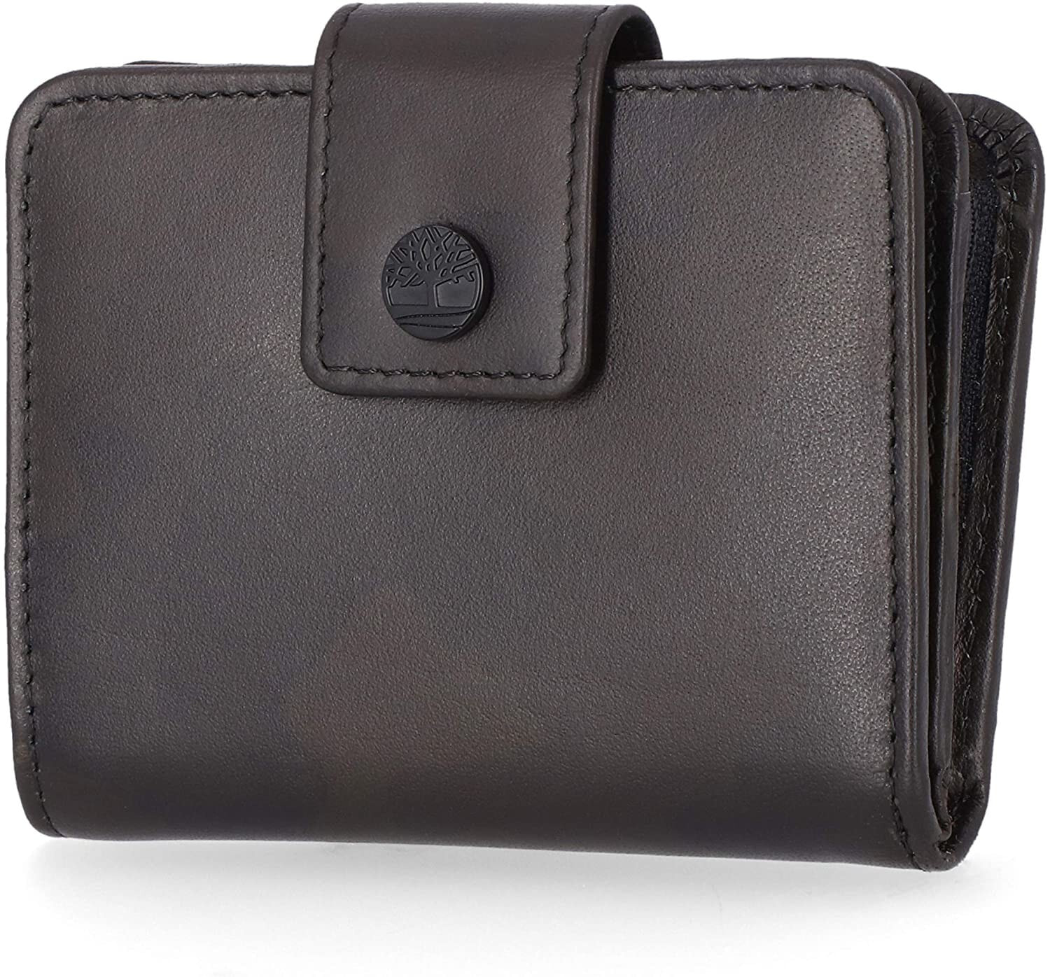 Мужской портмоне кожаный коричневый горизонтальный на кнопке Timberland Women's Leather RFID Small Indexer Wallet Billfold