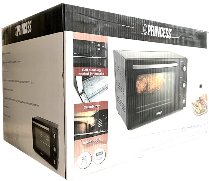 Princess 112751 Konvektionsbackofen DeLuxe 32L 1.500 Watt mit Grill schwarz