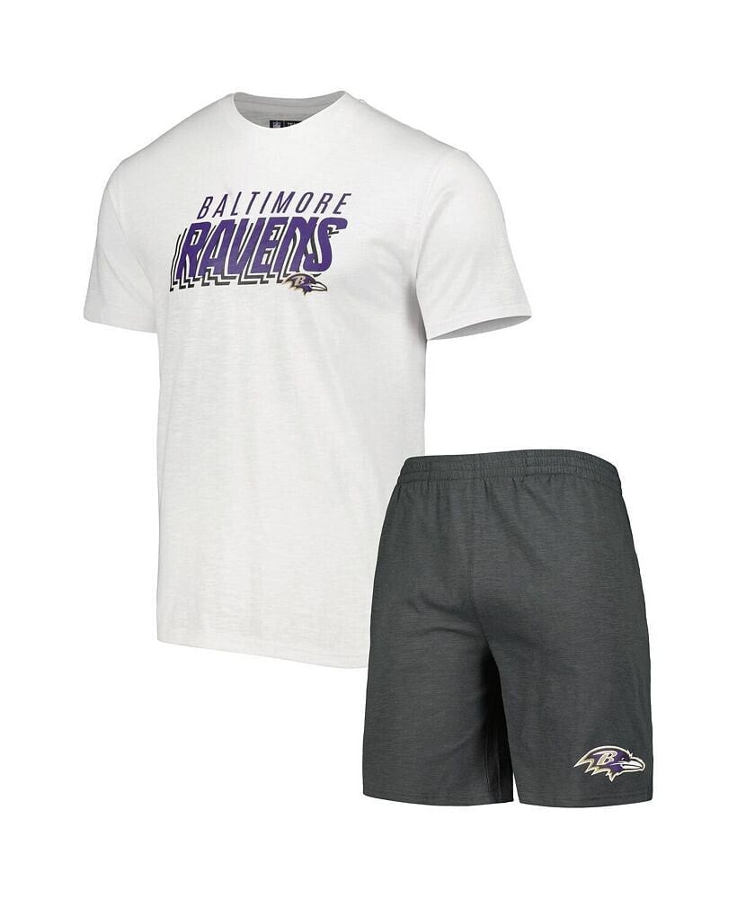 Concepts Sport men's Charcoal, White Baltimore Ravens Downfield T-shirt and Shorts Sleep Set