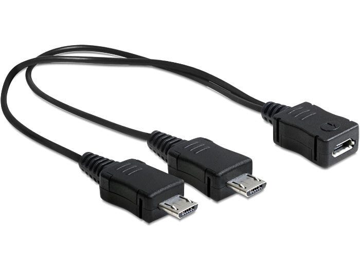 DeLOCK 20.5cm, USB micro-B - 2 x USB micro-B USB кабель 0,205 m 2.0 Micro-USB B 2 x Micro-USB B Черный 65440