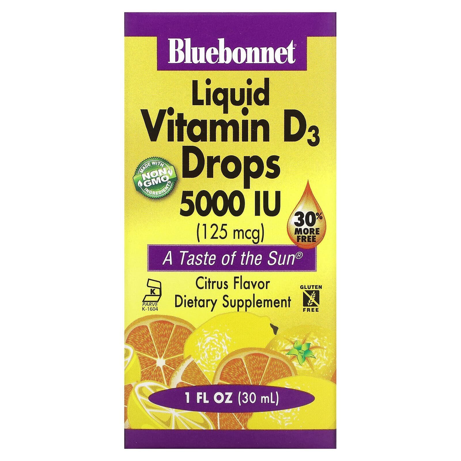 Liquid Vitamin D3 Drops, Citrus, 10 mcg (400 IU), 1 fl oz (30 ml)