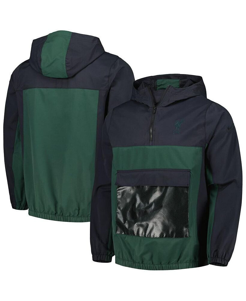 Nike men's Green Liverpool Anorak Hoodie Quarter-Zip Jacket