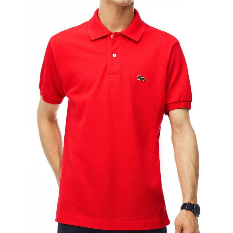 Мужская футболка-поло повседневная красная с логотипом Lacoste M L121200-ZBG