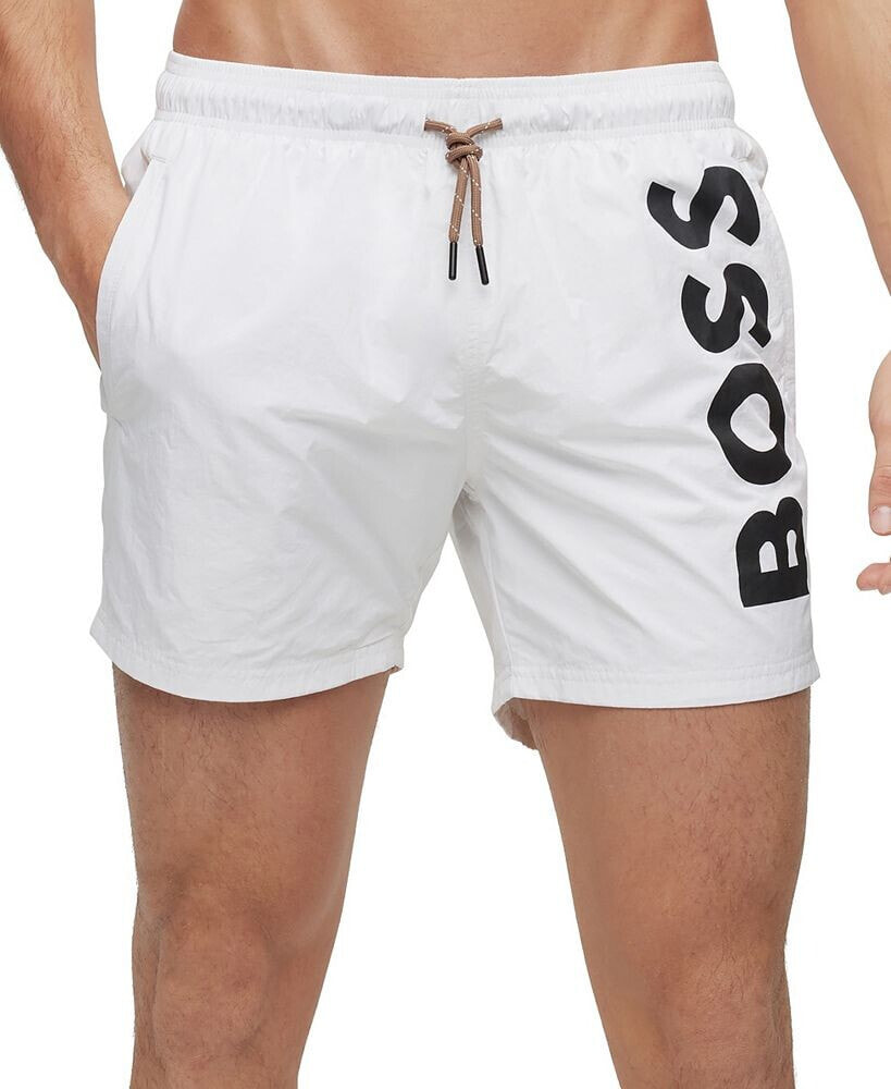Hugo Boss men's Quick-Drying Large Contrast Logo Swim Shorts