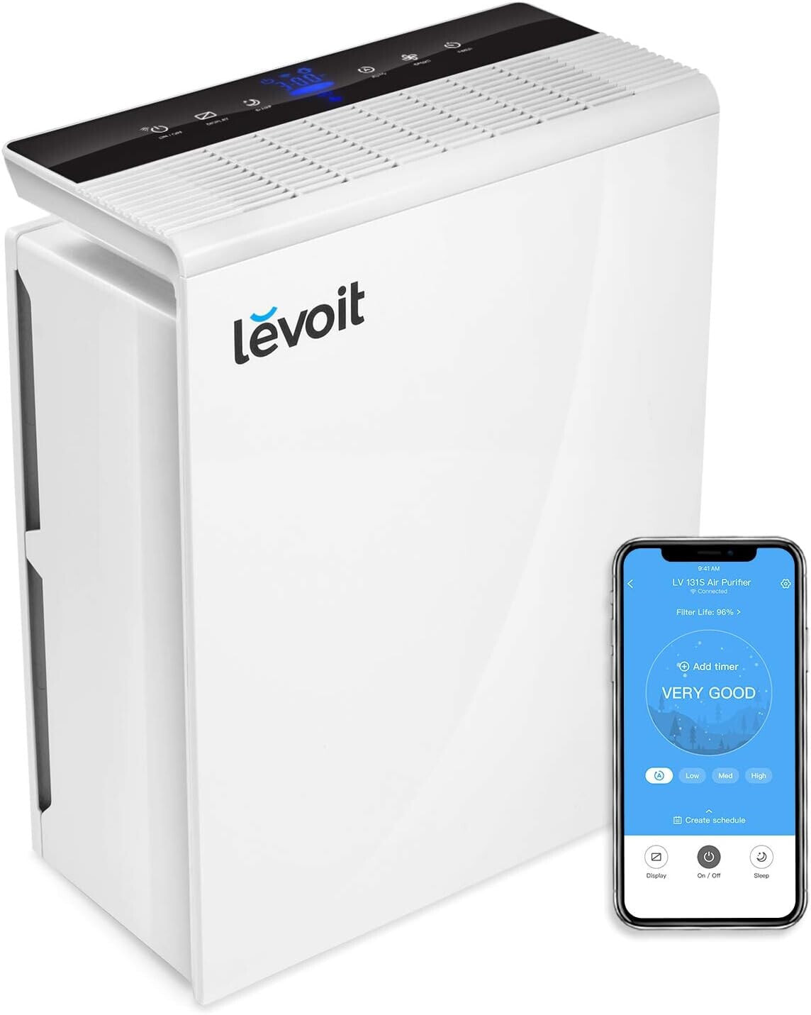 LEVOIT Air Purifier Allergy Sufferers with H13 HEPA Air Filter Against 99.97% of Mould Dust Pollen, Air Quality Feedback and Auto Mode, CADR 195m³/h for Smoking Room, Air Purifier 22dB Sleep Mode Timer