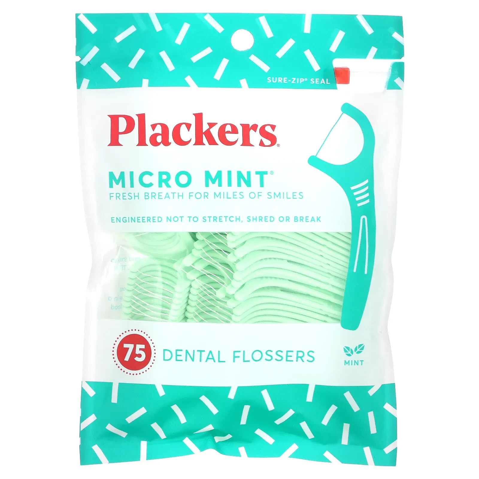 Plackers, Micro Mint, зубочистки с нитью, экономичная упаковка, мята, 150 шт.