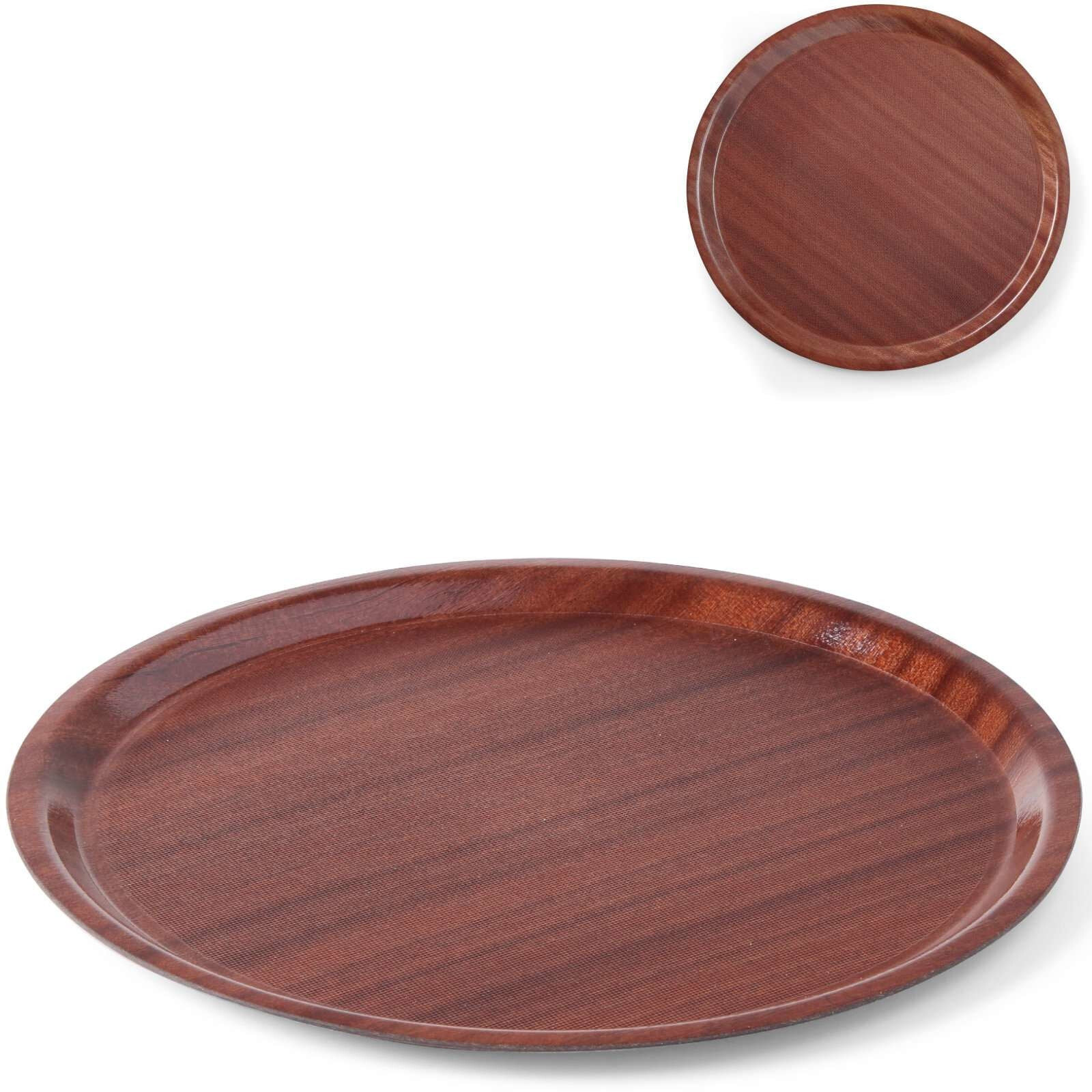 Wooden non-slip waiter tray - round, dia. 38cm