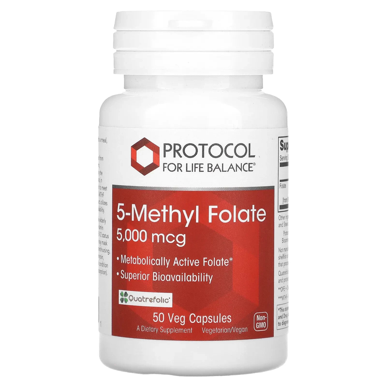 Protocol for Life Balance, 5-Methyl Folate, 5,000 mcg , 50 Veg Capsules